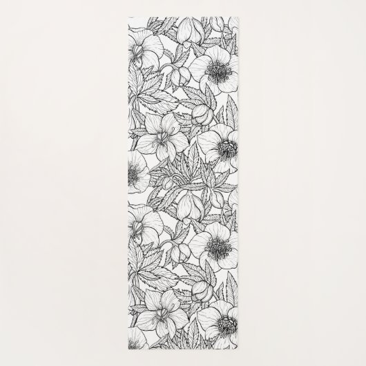 Hellebores in zwart-wit yogamat (Achterkant)
