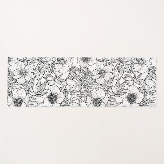 Hellebores in zwart-wit yogamat (Voorkant (horizontaal))