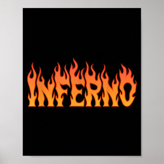 Hellevuur Inspirerende Vlammen Brandweerman Poster