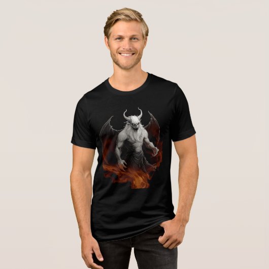 Hellfire Demon with Wings and Horns Tri-Blend Shirt (Voorkant volledig)