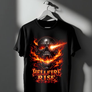 Hellfire Rise Vlammende Schedel Kunst T-shirt
