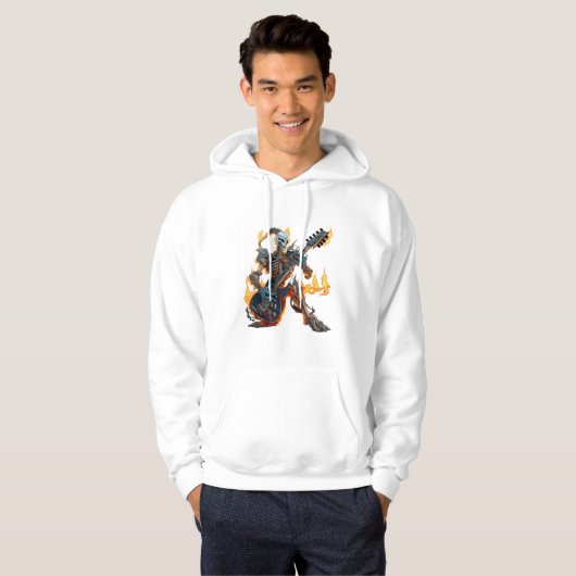 hellfire skeleton met gitaar en Fire Hoodie (Voorkant volledig)