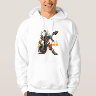 hellfire skeleton met gitaar en Fire Hoodie