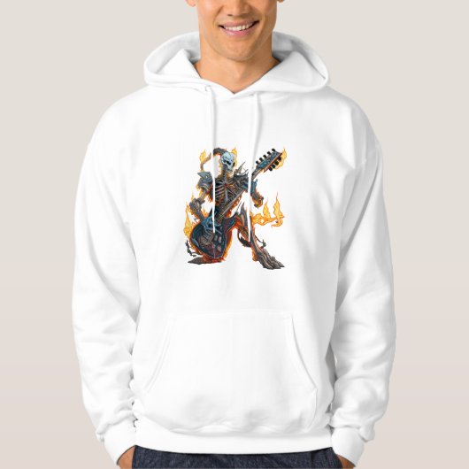 hellfire skeleton met gitaar en Fire Hoodie (Voorkant)