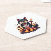 Hellhound Husky Dog Kartonnen Onderzetters (Schuin)