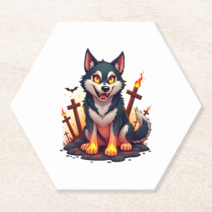 Hellhound Husky Dog Kartonnen Onderzetters
