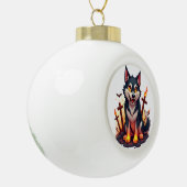 Hellhound Husky Dog Keramische Bal Ornament (Links)