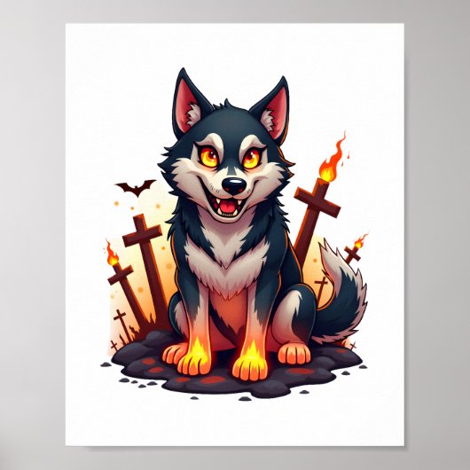 Hellhound Husky Dog Poster (Voorkant)