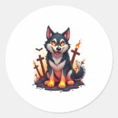 Hellhound Husky Dog Ronde Sticker (Voorkant)