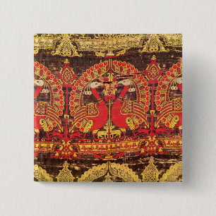 helling met pauw-motif en koufic-inscriptie vierkante button 5,1 cm