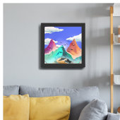 Helling van gelukzaligheid kleurrijke bergillustra poster