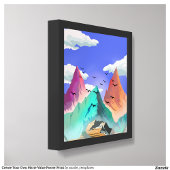 Helling van gelukzaligheid kleurrijke bergillustra poster