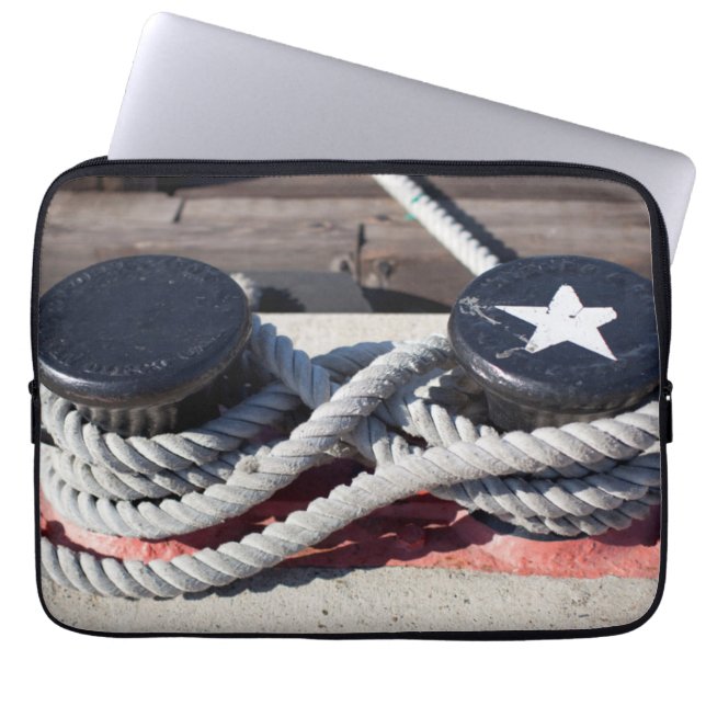 Helling verbonden met twee bollen laptop sleeve (Voorkant)