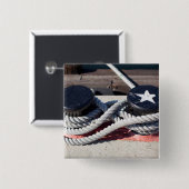 Helling verbonden met twee bollen vierkante button 5,1 cm (Voorkant /achterkant)