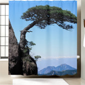 Helling verre dennenboom berglandschap douchegordijn