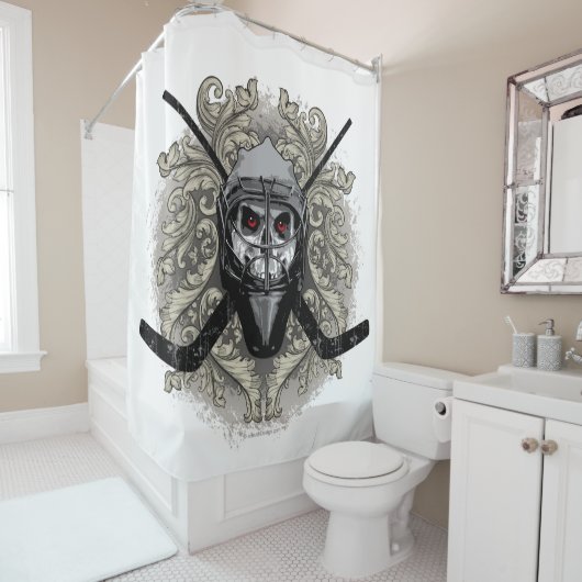 Hellish Hockey Goalie Douchegordijn (In situ)