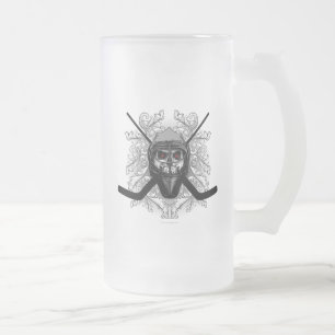 Hellish Hockey Goalie Frosted Glass Beer Mok