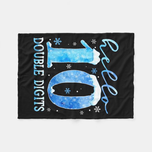 Hello 10 Double Digits Snowflakes Winter Christmas Fleece Deken (Voorkant (Horizontaal))