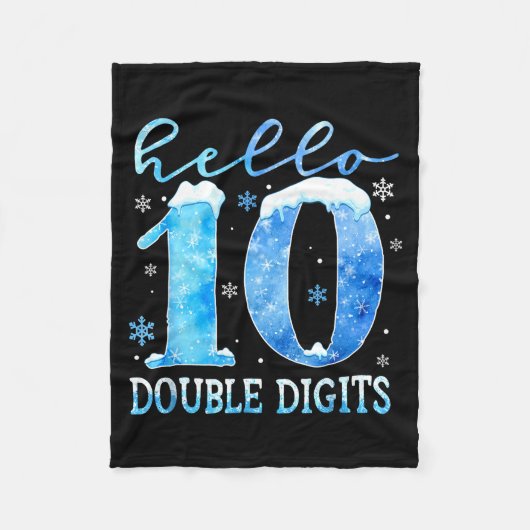 Hello 10 Double Digits Snowflakes Winter Christmas Fleece Deken (Voorkant)
