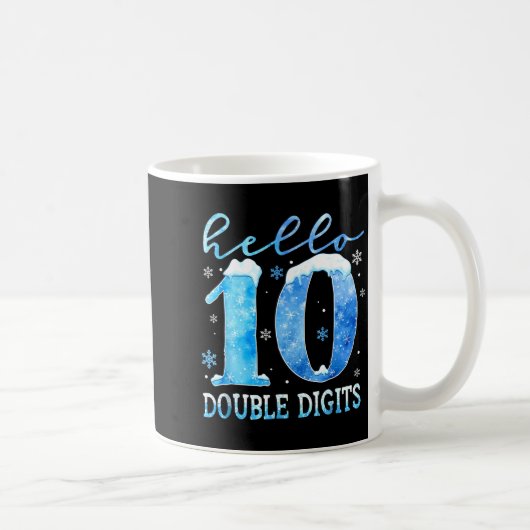 Hello 10 Double Digits Snowflakes Winter Christmas Koffiemok (Rechts)