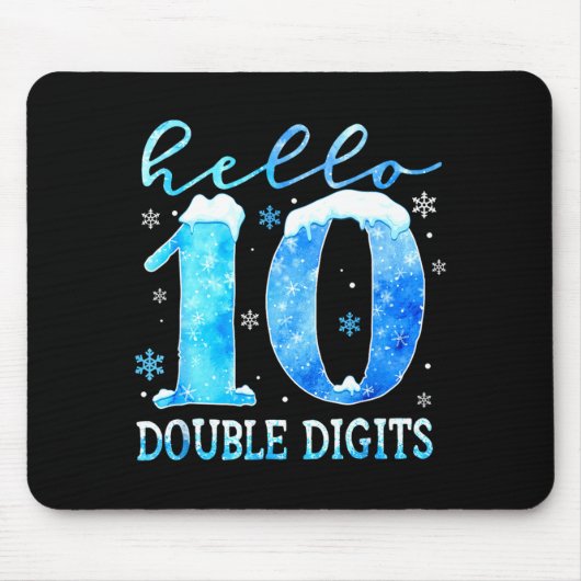 Hello 10 Double Digits Snowflakes Winter Christmas Muismat (Voorkant)