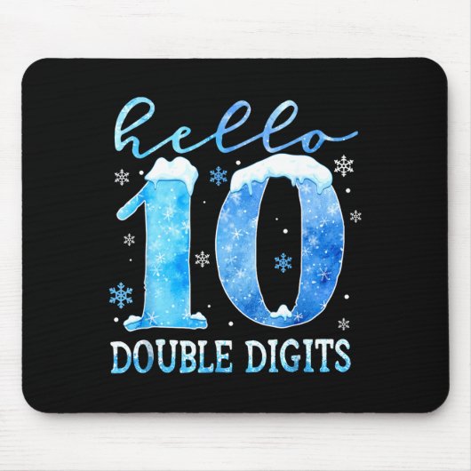 Hello 10 Double Digits Snowflakes Winter Christmas Muismat (Voorkant)