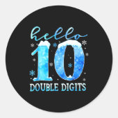 Hello 10 Double Digits Snowflakes Winter Christmas Ronde Sticker (Voorkant)
