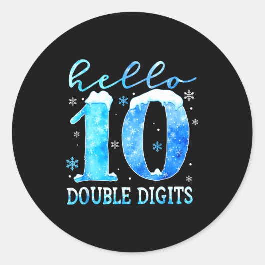 Hello 10 Double Digits Snowflakes Winter Christmas Ronde Sticker (Voorkant)