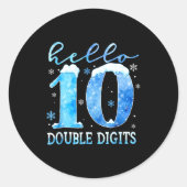 Hello 10 Double Digits Snowflakes Winter Christmas Ronde Sticker (Voorkant)