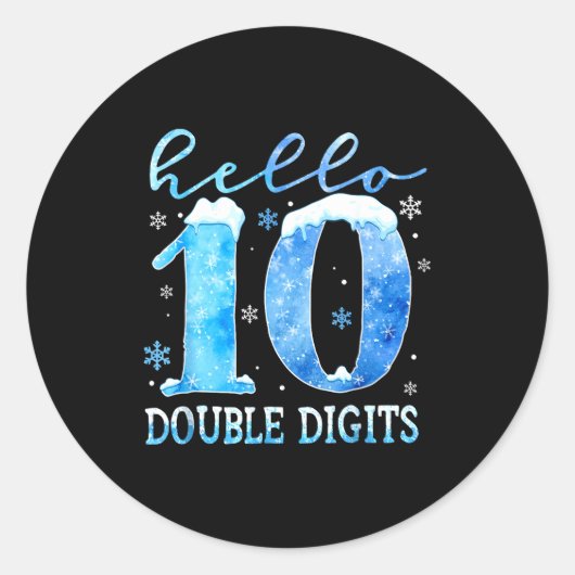 Hello 10 Double Digits Snowflakes Winter Christmas Ronde Sticker (Voorkant)