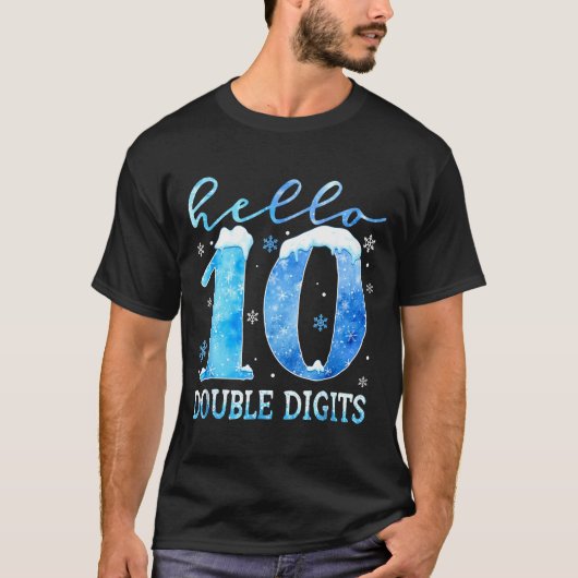 Hello 10 Double Digits Snowflakes Winter Christmas T-shirt (Voorkant)