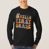 Hello 1st First Grade First Day Back To School Gro T-shirt (Voorkant)