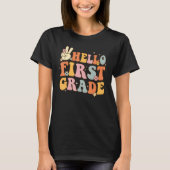 Hello 1st First Grade First Day Back To School Gro T-shirt (Voorkant)