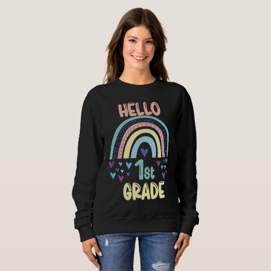 Hello 1st Grade Rainbow Back To School First Grade Trui (Voorkant volledig)