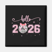 Hello 2026 Cute Nk Bow 2026 New Year's Eve Party  Magneet (Voorkant)