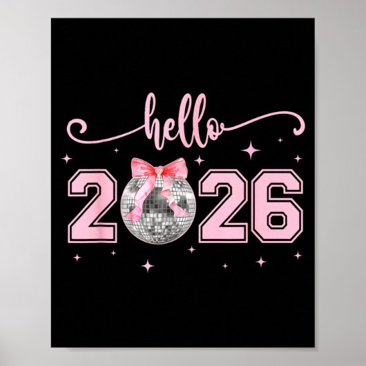 Hello 2026 Cute Nk Bow 2026 New Year's Eve Party Poster (Voorkant)