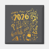 Hello 2026 Disco Ball Coquette Bow Happy New Year  Magneet (Voorkant)