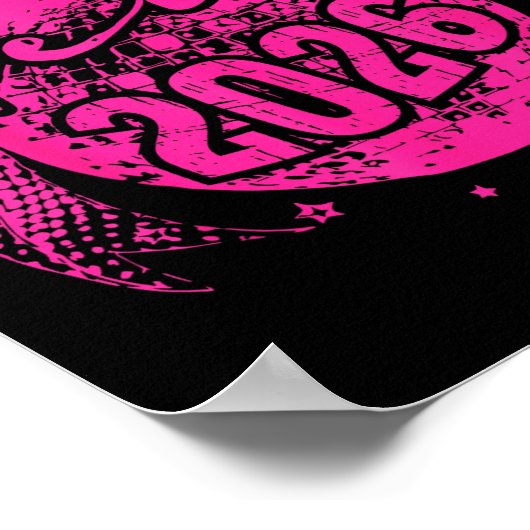 Hello 2026 Disco Ball Coquette Bow Happy New Year Poster (Hoek)