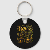 Hello 2026 Disco Ball Coquette Bow Happy New Year Sleutelhanger (Voorkant)