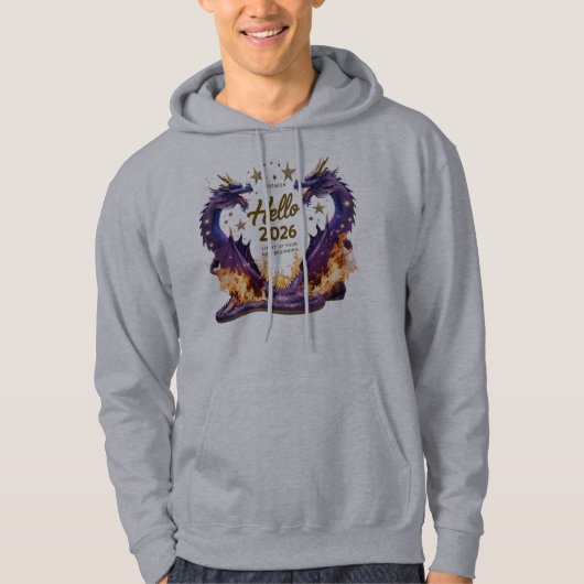 Hello 2026 Dual Dragon Fire Pullover Hoodie (Voorkant)