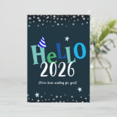 Hello 2026 Funny New Years Holiday Card Feestdagenkaart (Staand voorkant)