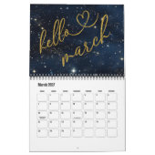 Hello 2026 Gold Glitter Chic Galaxy Calendar Kalender (Mar 2027)