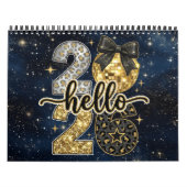 Hello 2026 Gold Glitter Chic Galaxy Calendar Kalender (Hoes)