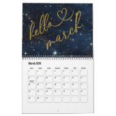 Hello 2026 Gold Glitter Chic Galaxy Calendar Kalender (Mar 2026)