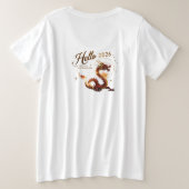 Hello 2026 Golden Dragon Plus Size Women's T-Shirt (Design achterkant)