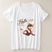 Hello 2026 Golden Dragon Plus Size Women's T-Shirt (Design voorkant)