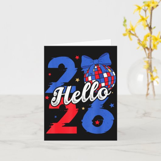 Hello 2026 Happy New Year 2026 New Year's Eve Part Kaart (Gele Bloem)