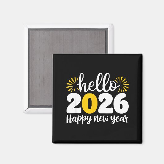 Hello 2026 Happy New Year 2026 New Year's Eve Part Magneet (Voorkant / Achterkant)