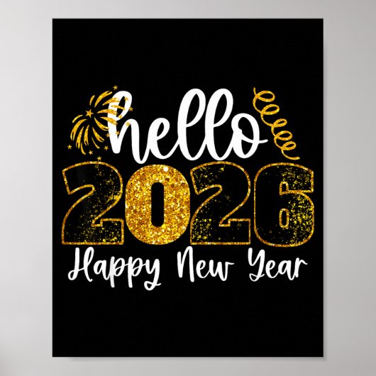 Hello 2026 Happy New Year Countdown Party Family M Poster (Voorkant)