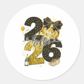 Hello 2026 Happy New Year Disco Ball Nye Countdown Ronde Sticker (Voorkant)